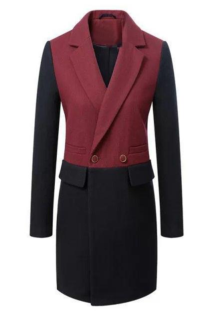 Romwe Color Block Pocketed Coat
