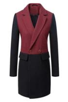 Romwe Color Block Pocketed Coat