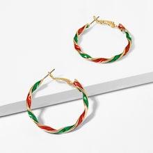 Romwe Two Tone Spiral Hoop Earrings