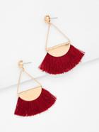 Romwe Open Triangle Design Tassel Drop Earrings