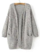 Romwe Open Front Cable Knit Cardigan