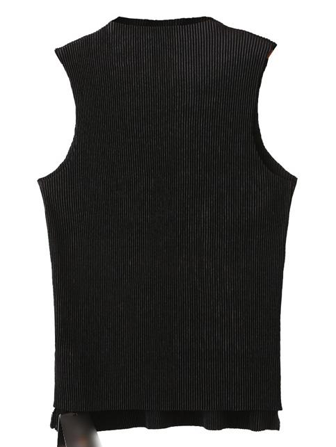 Romwe Black Sleeveless Dipped Hem Knit T-shirt
