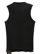 Romwe Black Sleeveless Dipped Hem Knit T-shirt