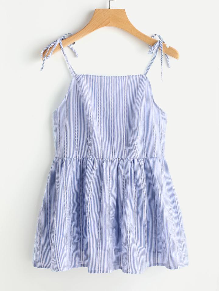 Romwe Self Tie Peplum Cami Top