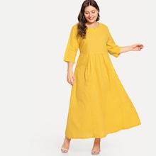 Romwe Plus Pocket Detail Solid Dress