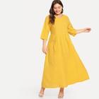Romwe Plus Pocket Detail Solid Dress