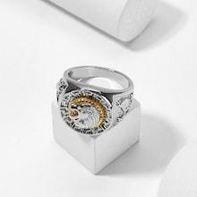 Romwe Guys Lion Engraved Ring
