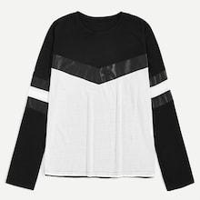 Romwe Guys Contrast Pu Color Block Tee