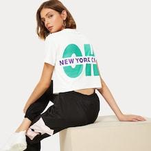 Romwe Letter Print Back Crop Tee