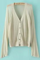 Romwe With Buttons Beige Cardigan