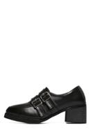 Romwe Black Almond Toe Monk-strap Chunky Pumps