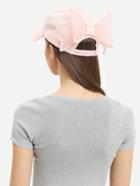 Romwe Bow-knot Embellished Baseball Hat - Pink