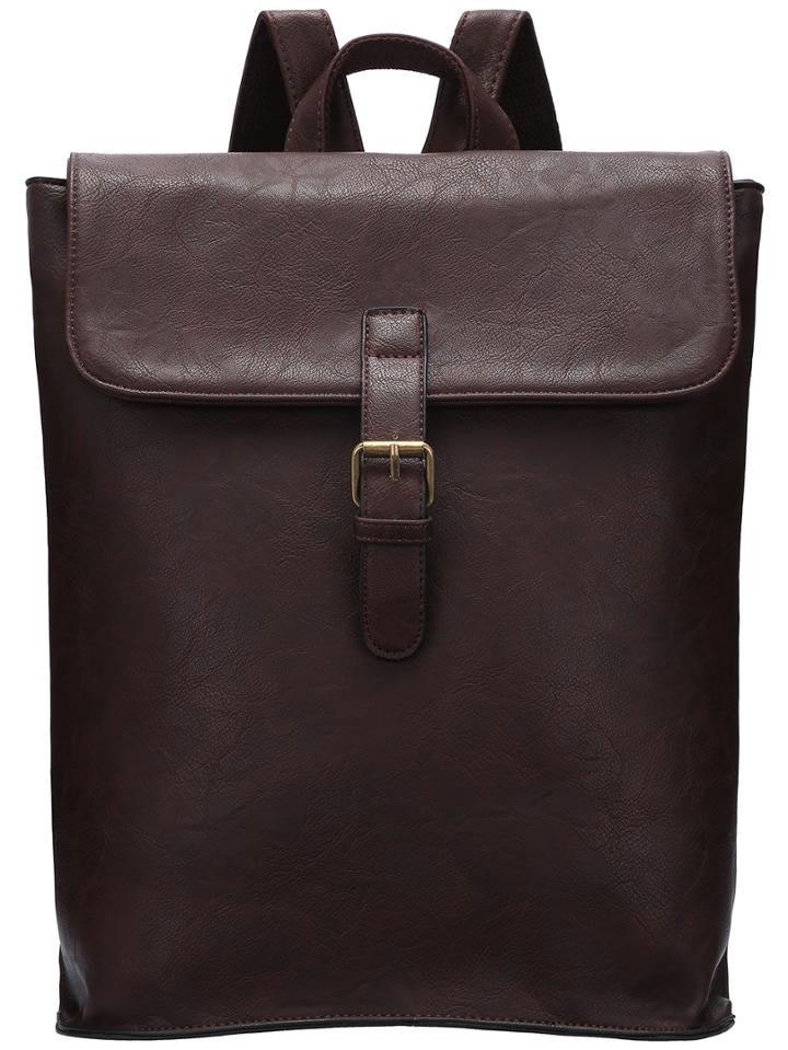 Romwe Coffee Twist Lock Pu Backpacks