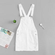 Romwe Button Detail Pinafore Dress