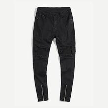 Romwe Guys Zip Decoration Destroyed Skinny Jeans