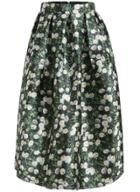Romwe Daisy Print Flare Skirt