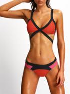Romwe Color Block Crisscross Bikini Set