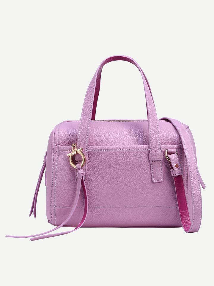 Romwe Light Purple Pebbled Faux Leather Duffle Bag