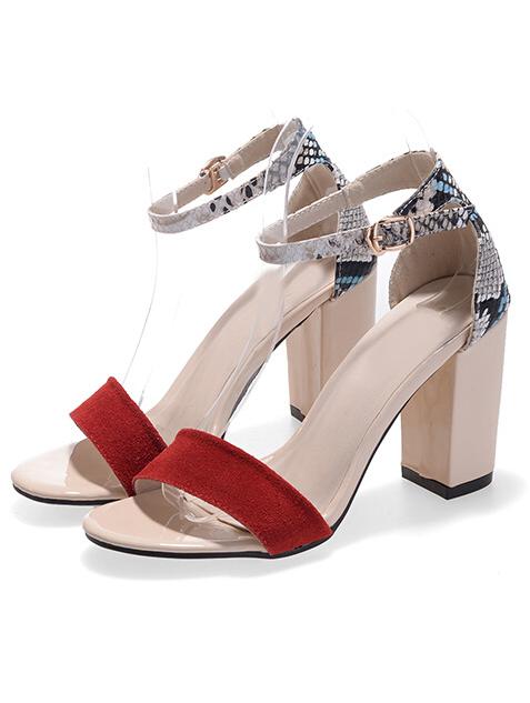 Romwe Red Snakeskin Slingbacks High Heeled Sandals
