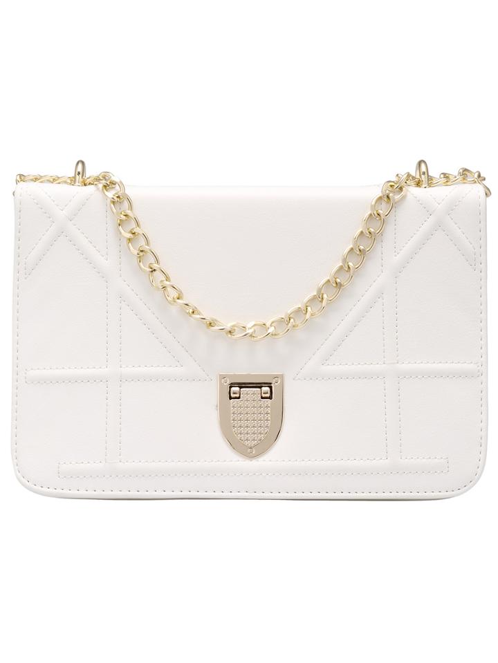 Romwe White Metallic Embellished Chain Shoulder Bag