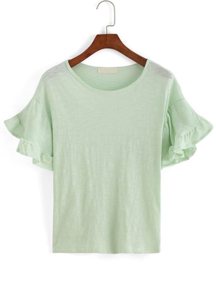 Romwe Ruffle Sleeve Loose T-shirt