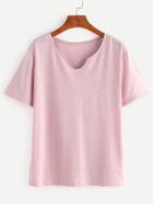 Romwe Pink Short Sleeve Basic T-shirt