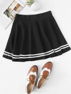 Romwe Varsity Striped Zipper Back Skirt