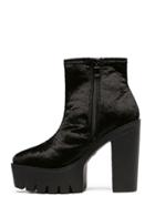 Romwe Black Pointed Toe Chunky Ankle Boots