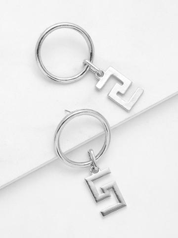 Romwe Number Five Design Hoop Drop Earrings
