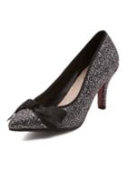 Romwe Silver Point Toe With Bow High Heeled Pumps