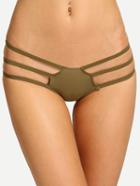 Romwe Olive Green Strappy Low Rise Bikini Bottom