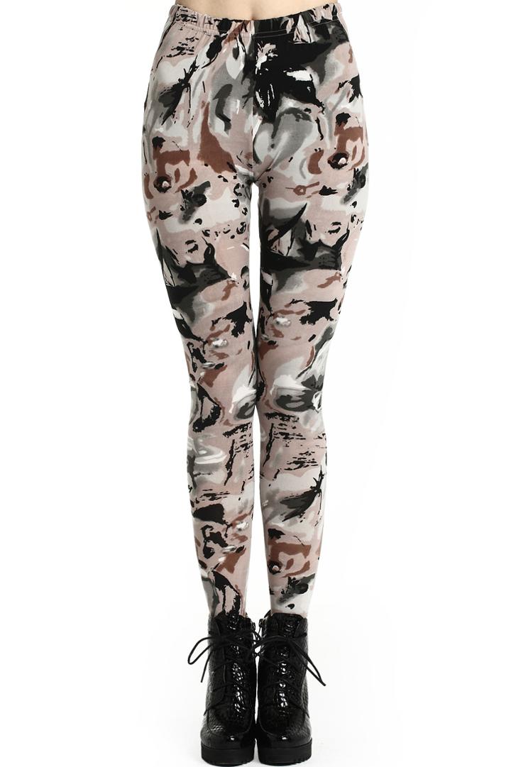Romwe Romwe Flower Pattern Gray Tribal Leggings