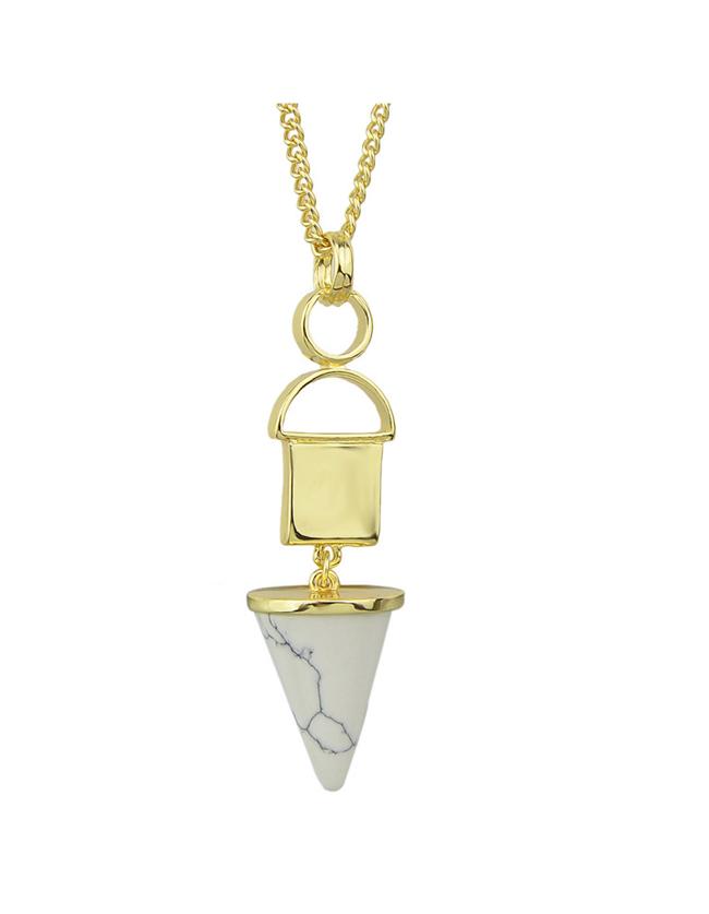Romwe Gold Plated Locket Triangle Necklace