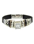 Romwe Trends Elegant Chunky Round Black Gemstone Latest Design Bracelet