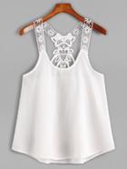 Romwe White Contrast Lace Crochet Cami Top