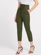 Romwe Lace Up Empire Cropped Pants