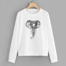 Romwe Plus Elephant Print Sweatshirt
