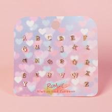 Romwe Letter Stud Earrings 13pairs