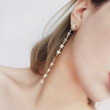 Romwe Star Detail Long Drop Earrings