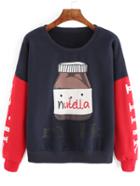Romwe Dropped Shoulder Seam Embroidered Letter Print Sweatshirt