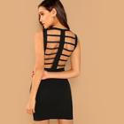 Romwe Backless Solid Bodycon Dress