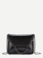 Romwe Snakeskin Print Clutch Bag With Chain