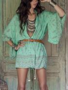 Romwe Bell Sleeve Leaves Print Top