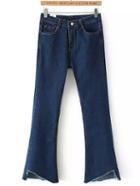 Romwe Cut Out Bell Bottom Denim Blue Pant