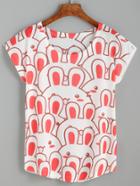 Romwe Rabbit Print T-shirt