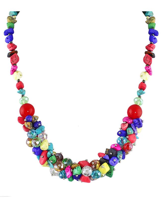 Romwe Beautiful Colorful Small Beads Necklace For Womem