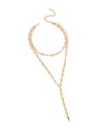 Romwe Crystal Embellished Bar Pendant Necklace