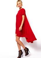 Romwe High Low Loose Red Dress