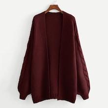 Romwe Lantern Sleeve Open Front Longline Cardigan