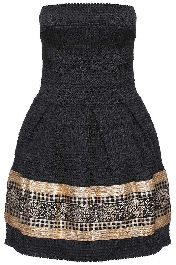 Romwe Floral Print Black Bandeau Dress